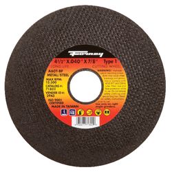 Forney 4-1/2 in. D X 7/8 in. X .040 in. thick Aluminum Oxide Metal Cut-Off Wheel 1 pc