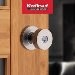 Kwikset Pismo Signature Series Contemporary Satin Nickel Entry Door Knob KW1 1-3/4 in.