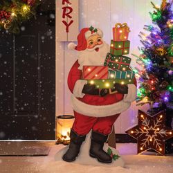 Glitzhome Multicolored Santa Gifts Indoor Christmas Decor 36 in.