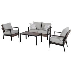 Living Accents Rhett 4 pc Black Steel Contemporary Patio Set Tan