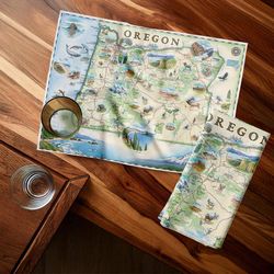 Xplorer Maps Multicolored Cotton Oregon Dish Towel