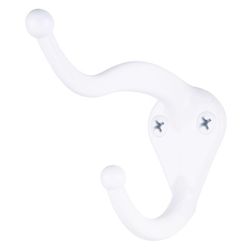 Ace 3 in. L Galvanized White Metal Small Coat and Hat Hook 2 pk