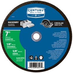 Century Drill & Tool 7 in. D X 5/8 in. X 1/8 in. thick Fiberglass C24R Abrasive Cut-Off Wheel 1 pc