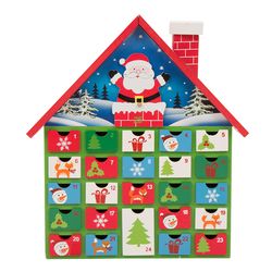 Glitzhome Multicolored Countdown Calendar Santa House Table Decor 14.17 in.