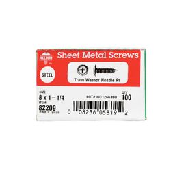 HILLMAN No. 8 Ga. X 1-1/4 in. L Phillips Truss Head Sheet Metal Screws 100 pk