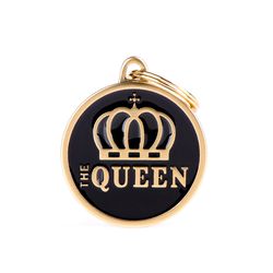 MyFamily Charms Gold/Black The Queen Metal Cat/Dog Pet Tags Medium