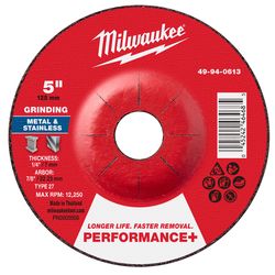 Milwaukee 5 in. D X 7/8 in. X 1/4 in. thick Metal Grinding Wheel 1 pk