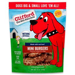 Clifford the Big Red Dog Chewy Beef Mini Burgers Grain Free Bites For Dogs 6 oz 1 pk
