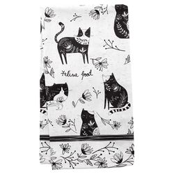 Karma Boho Black and White Cotton Cat Tea Towel 1 pk