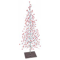 Celebrations LED Red/White Light Birch Tree 6.5 ft. Yard Decor