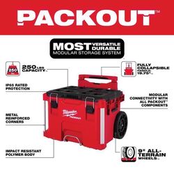 Milwaukee Packout 22 in. Rolling Low Profile Handle Tool Box Black/Red