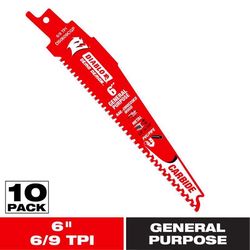 Diablo Demo Demon 6 in. Carbide Tipped General Purpose Reciprocating Saw Blade 6/9 TPI 10 pk