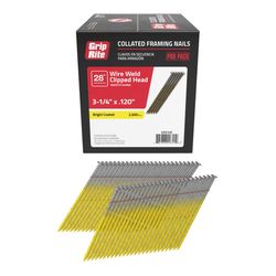 Grip-Rite 3-1/4 in. L X 11 Ga. Angled Strip Bright Framing Nails 28 deg 2000 pk