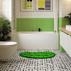 Kikkerland 17 in. L X 34 in. W Green Cotton Bath Rug