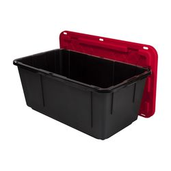 Greenmade 40-gal Black/Red Storage Tote 16.4 in. H X 38.2 in. W X 22 in. D Stackable