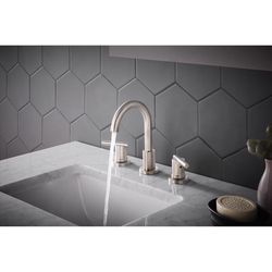 Oakbrook Collection Alexis Brushed Nickel Modern Widespread Bathroom Sink Faucet 8 in.