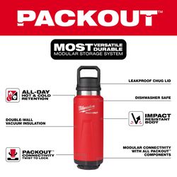 Milwaukee Packout 36 oz Red BPA Free Bottle with Chug Cap