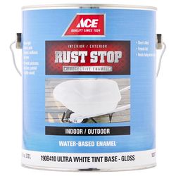 Ace Rust Stop Indoor and Outdoor Gloss Ultra White Water-Based Enamel Rust Prevention Paint 1 gal