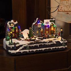Alpine Animated Children Playing in Christmas Village Table Decor 10.23 in.