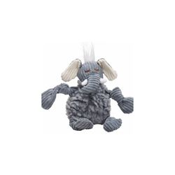 HuggleHounds FlufferKnottie For Dog Gray Fabric Ellamae Elephant Dog Toy Small 1 pk