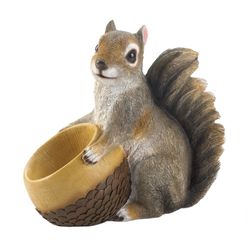 Zingz & Thingz Brown Polyresin 8 in. H X 9 in. L X 4.5 in. W Squirrel & Acorn Bird Feeder