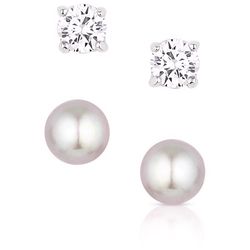 Montana Silversmiths Women's CZ and Pearl Set Silver Earrings