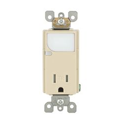 Leviton Decora 15 amps 125 V Ivory Outlet/Guide Light 5-15R 1 pk