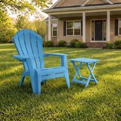 Adams Quik-Fold Pool Blue Rectangular Resin Folding Side Table