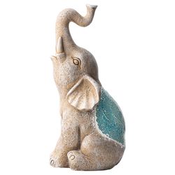 Glitzhome Gray Fiberglass 18 in. H X 9 in. L X 7.25 in. W Sitting Elephant Outdoor Decoration
