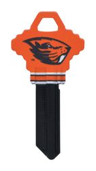 HILLMAN NCAA Oregon State Beavers House/Office Key Blank 68 Single For Schlage Locks Black/Orange