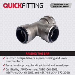 QuickFitting 3/4 in. PTC in. Stainless Steel Reducing Tee