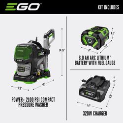 EGO Power+ HPW2105 2100 psi Battery 1.2 gpm Pressure Washer Kit (Battery & Charger)