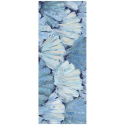 Cozy Living 21 in. W X 54 in. L Aqua Clam Shells Polyester Accent Rug
