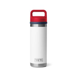YETI Rambler 18 oz White/Navy/Rescue Red BPA Free Bottle with Chug Cap
