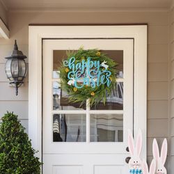 Glitzhome Happy Easter Hanging Sign Metal 1 each