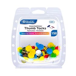 Bazic Products Regular Assorted Color Thumb Tacks 150 pk