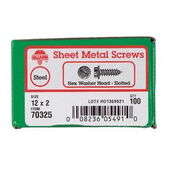 HILLMAN No. 12 Ga. X 2 in. L Slotted Hex Washer Head Sheet Metal Screws 100 pk