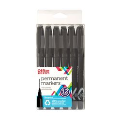 Office Depot Black Fine Tip Permanent Marker 12 pk