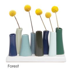 Chive Pooley 5 in. H X 7 in. L Glazed Forest Ceramic Modern Bud 8-Tube Vase