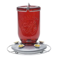 Perky-Pet Hummingbird 32 oz Glass/Metal Mason Jar Nectar Bird Feeder 5 ports