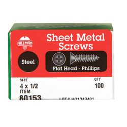 HILLMAN No. 4 Ga. X 1/2 in. L Phillips Flat Head Sheet Metal Screws 100 pk