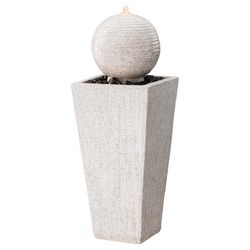 Glitzhome Polyresin White 32 in. H Pedestal & Sphere Fountain
