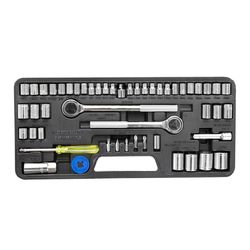 GreatNeck 1/4 & 3/8 & 1/2 in. drive Metric/SAE Socket and Ratchet Set 52 pc