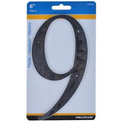HILLMAN 6 in. Black Plastic Nail-On Number 9 1 pc