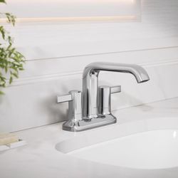 Sterling Agosti Polished Chrome Contemporary Centerset Bathroom Sink Faucet 4 in.
