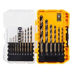 DeWalt Black & Gold Assorted High Speed Steel Drill Bit Set 3-Flat Shank 16 pc