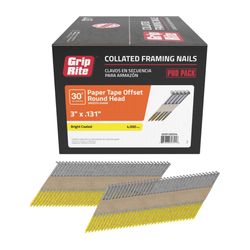 Grip-Rite 3 in. L Angled Strip Bright Framing Nails 30 deg 4000 pk