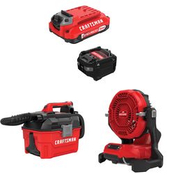 CRAFTSMAN V20 3Ah Advanced Battery Starter with 2Gal Wet/Dry Vac with 3-Speed Misting Fan