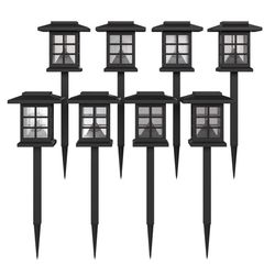 Flash Furniture Black Solar Powered 1.87 W LED Pathway Light 8 pk