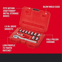 Craftsman 1/4 in. drive Metric 6 Point Socket and Ratchet Set 11 pc